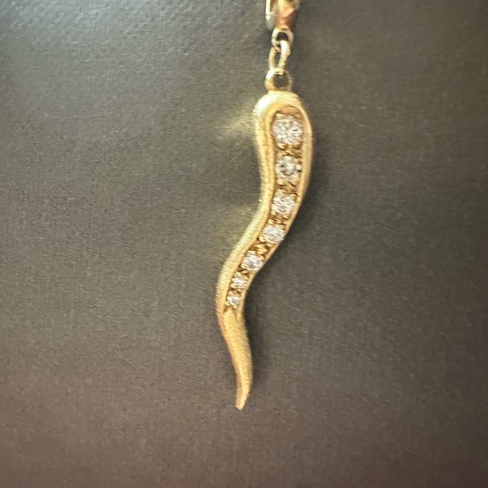 Pendent ONLY 14 carat yellow gold and diamonds length apprx
2” for good luck 🍀